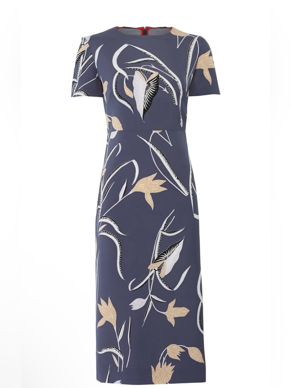 Diane Von Frustenburg Granite Floral Print Silk Blend Sheath Dress - 8 read